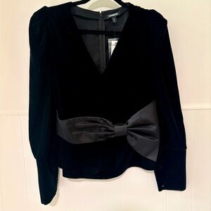 Express Black Velvet Top with Bow